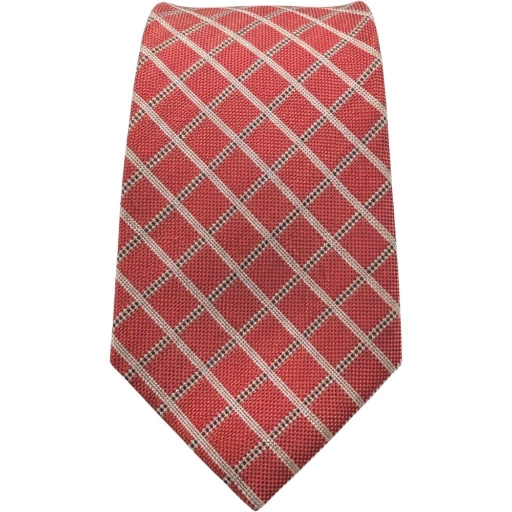 Brooks Brothers Necktie Mens OS Pink Windowpane Check Silk Woven England USA